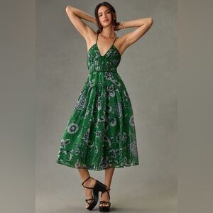 NWT Anthropologie V-Neck Halter Printed Dress SZ XXSP